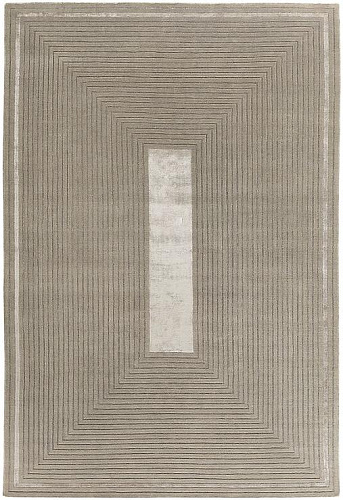 Tapete Feito à Mão Moldura Bege Lã e Viscose