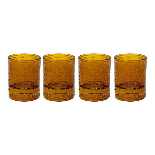 Conjunto de 4 Copos de Licor Âmbar com Fio Prateado