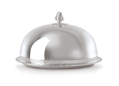 Prato de servir Real prateado com tampa