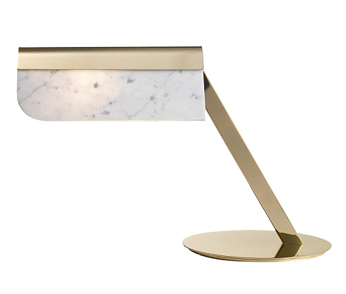 Candeeiro de Mesa em Latão Ouro Suave com Mármore Carrara