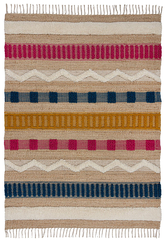 Tapete de Juta Tribal às Riscas Multicolor