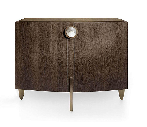 Buffet curvo com pegas pérola e detalhes bronze