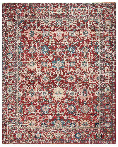 Tapete Seda Bidjar Kingscross Hayat1 Vermelho Branco