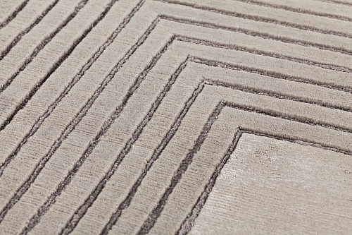 Tapete Feito à Mão Moldura Bege Lã e Viscose