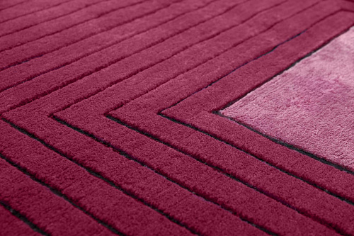 Tapete Feito à Mão Moldura Vermelha Lã e Viscose