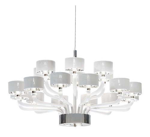 Lustre Murano com Braços em Níquel e Vidro Branco