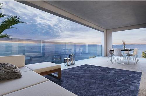 Tapete Moderno Azul Anodado à Mão