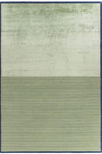 Tapete Feito à Mão Listrado Verde Lã e Viscose