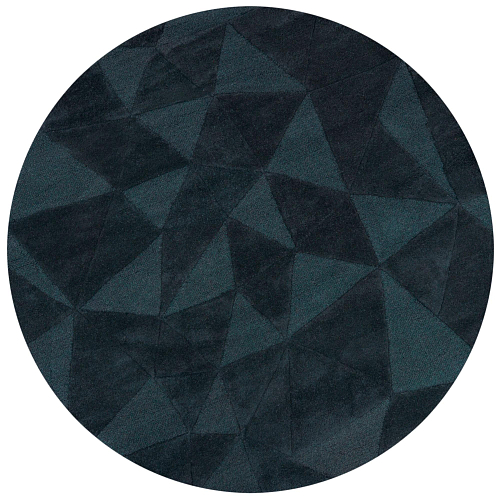 Tapete Redondo Mosaico de Triângulos Azul-Petróleo