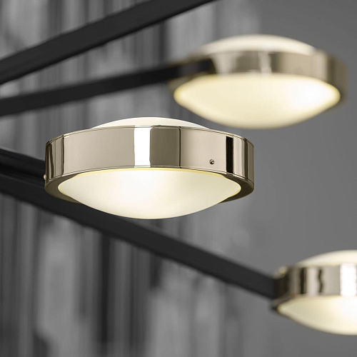 Grande Lustre Art Déco em Preto e Latão Polido
