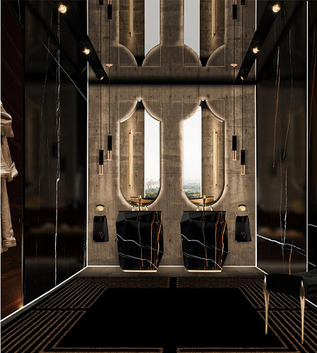 Lavatório de coluna Jewel mármore falso