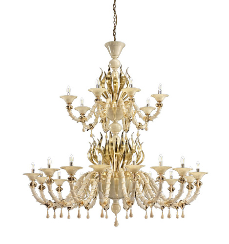 Lustre Clássico em Vidro de Murano Soprado Dourado