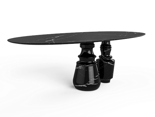 Mesa de Jantar Oval Nero Marquina Obsidian