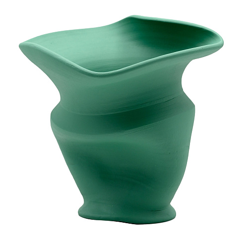 Vaso esculpido à mão verde