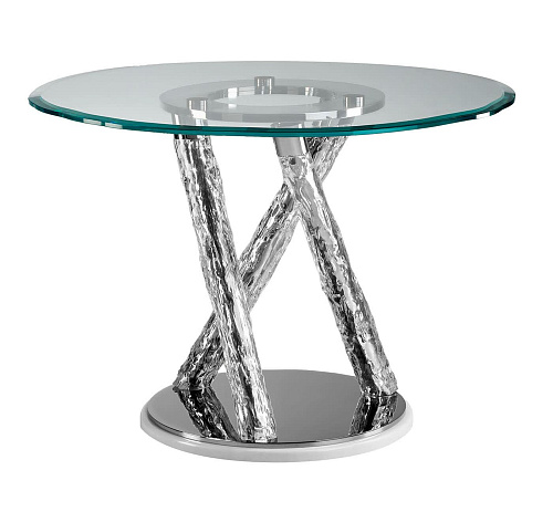 Mesa de Jantar Redonda em Vidro com Pés Escultóricos