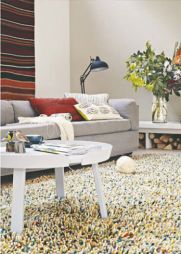 Tapete Shag Lã Feltrada Multi Rocks