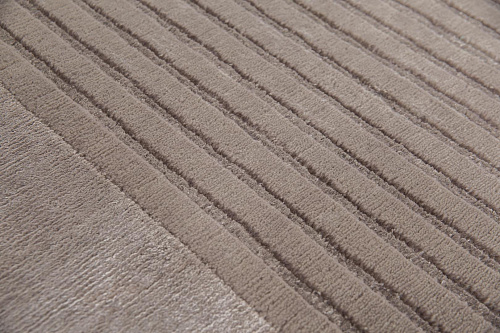 Tapete Feito à Mão Moldura Bege Lã e Viscose