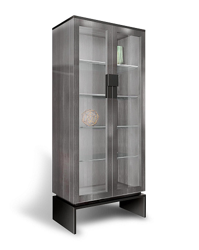 Vitrine Cedro e Vidro com Detalhes Metal