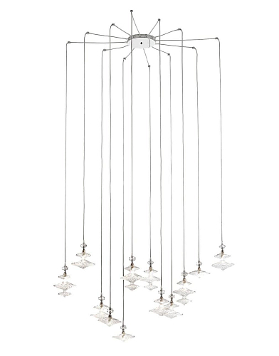Lustre Contemporâneo Ajustável com Elementos de Vidro