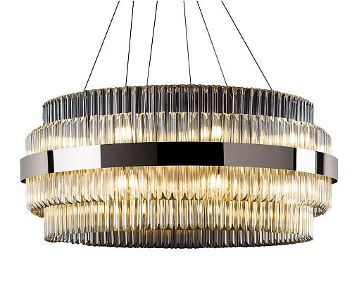 Lustre Redondo em Níquel Polido com Vidro Triedro