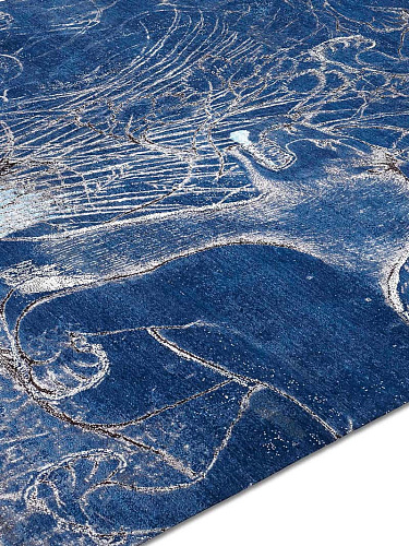 Tapete Two Lions Navy Tecido à Mão