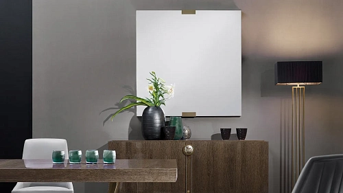 Espelho elegância couro com acabamento bronze