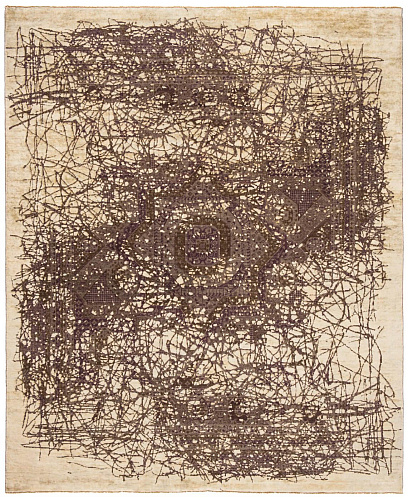 Tapete Seda Mamluk Temple Pleasure Cinzento Cinzento Prateado