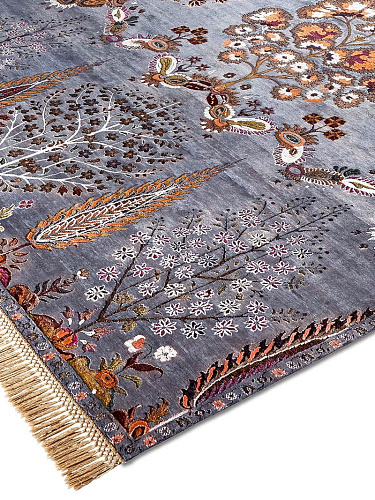 Tapete Mughal Carvão Feito à Mão Luxury