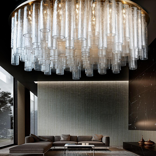Lustre Cilíndrico em Murano Dourado