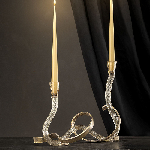 Castiçal Ribbon em Vidro Veneziano