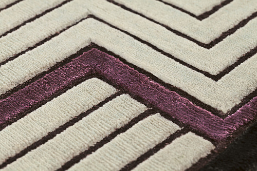 Tapete Feito à Mão Moldura Bege Lã e Viscose