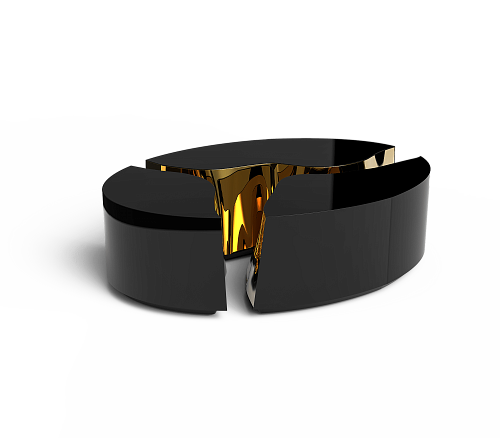 Mesa de Centro Oval Preta Fissure