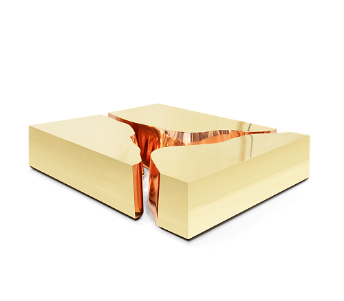 Mesa de Centro Fissure Cobre Dourado