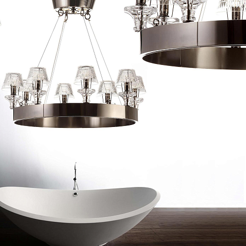 Lustre em Níquel Negro com Abajures de Cristal