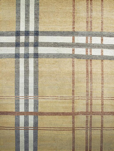 Tapete Feito à Mão Turco Xadrez Amarelo