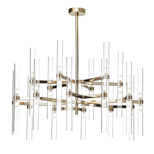 Lustre de 36 Lâmpadas com Cilindros de Vidro Ouro Suave