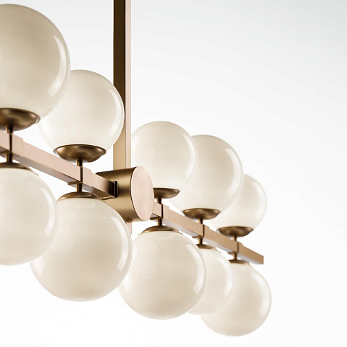 Lustre de 12 Esferas em Vidro Branco