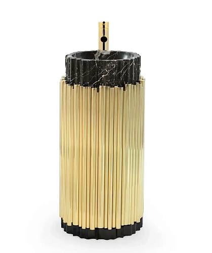 Lavatório de coluna Harmony preto/dourado