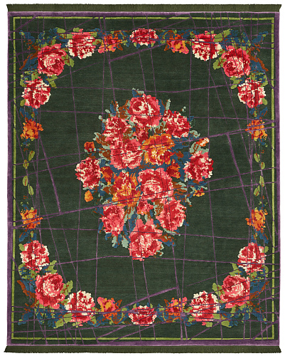 Tapete Sofianka Wrapped Verde-Escuro Roxo