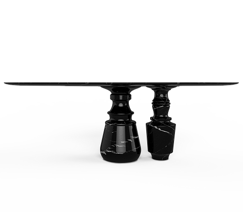 Mesa de Jantar Oval Nero Marquina Obsidian