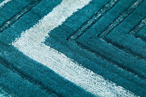 Tapete Feito à Mão Moldura Verde Lã e Viscose