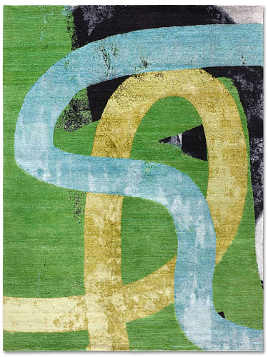 Tapete Original Verde / Amarelo Tecido à Mão