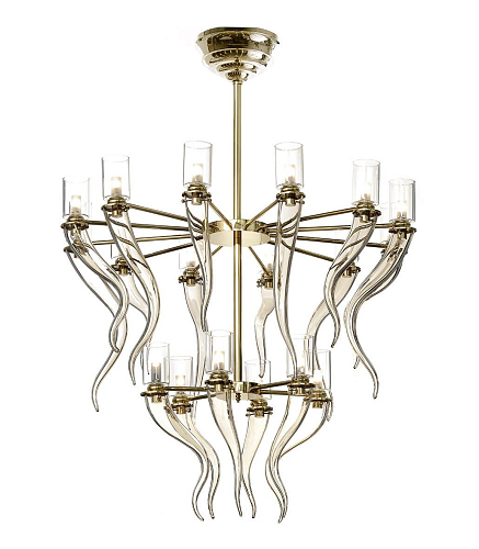 Lustre Murano Horn em Ouro Suave