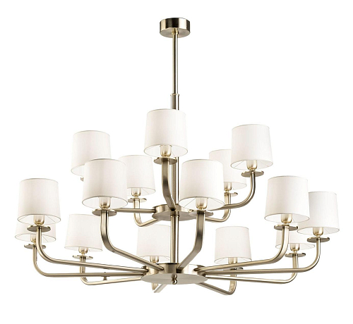 Lustre de 15 Lâmpadas em Ouro Pálido Escovado