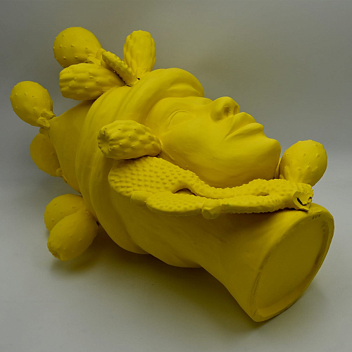 Escultura artesanal Moor's Head amarela