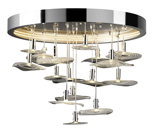 Lustre Redondo em Crómio com Vidro de Murano