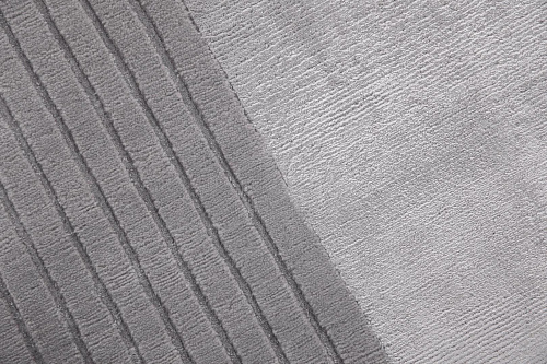 Tapete Feito à Mão Moldura Cinzenta Lã e Viscose