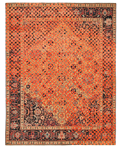 Tapete Serapi Queensbury Checker Raved Amarelo Laranja-Néon Seda