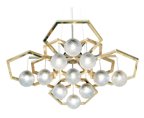 Lustre Hexagonal em Latão e Murano
