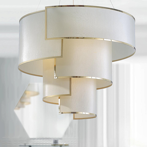 Lustre em Ouro Envelhecido com Abajures em Marfim